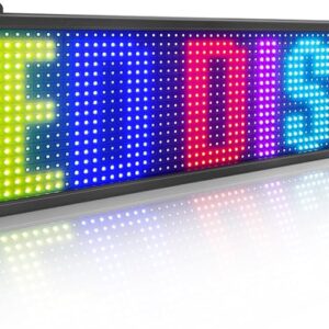 Outdoor WiFi LED Display Sign 40"x8" Digital Advertising Board - IP45 Waterproof Scrolling Message Board with Mobile App Control for Business Storefront Retail Promotion