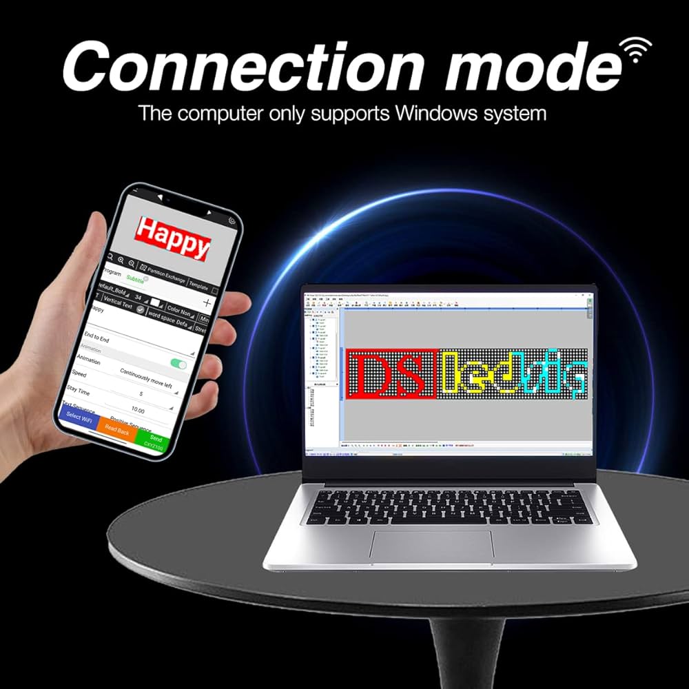 Outdoor WiFi LED Display Sign 40"x8" Digital Advertising Board - IP45 Waterproof Scrolling Message Board with Mobile App Control for Business Storefront Retail Promotion - Image 6