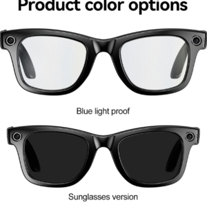 AI Smart Glasses with HD Camera and Bluetooth - AI Photo Recognition and Interactive Dialogue, Noise-canceling Bluetooth 5.4, and Long Battery Life | Stylish Black Frame and Lenses