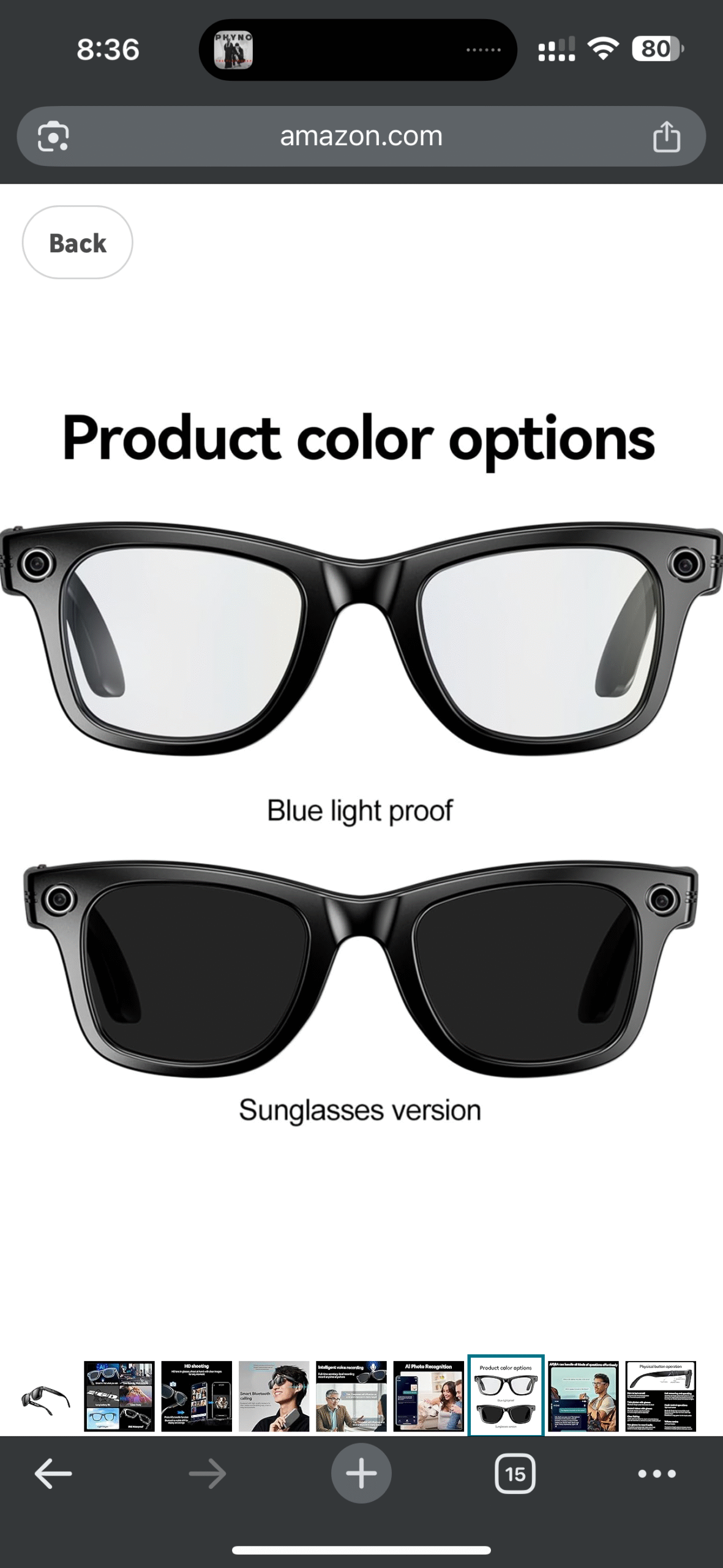 AI Smart Glasses with HD Camera and Bluetooth - AI Photo Recognition and Interactive Dialogue, Noise-canceling Bluetooth 5.4, and Long Battery Life | Stylish Black Frame and Lenses