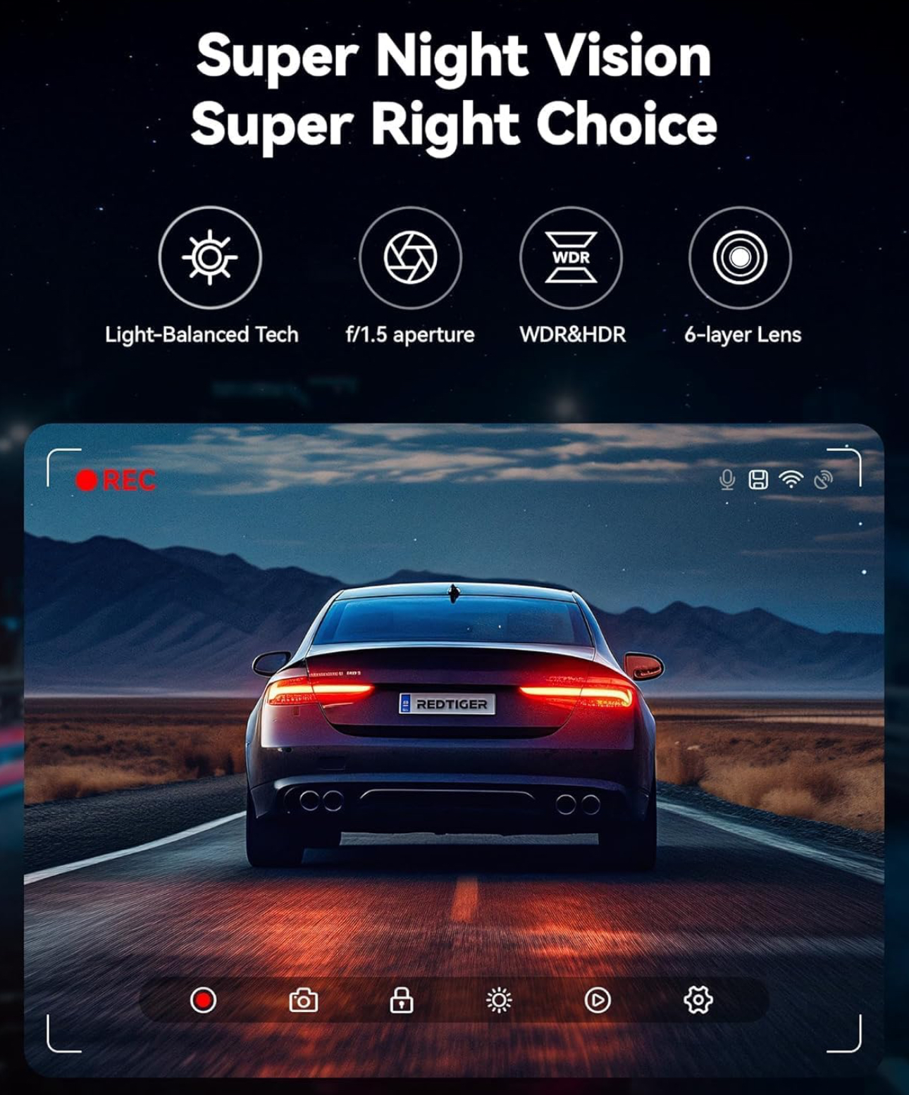 Dash Cam Front Rear, 4K/2.5K Full HD Dash Camera for Cars, Included 32GB Card, Built-in Wi-Fi GPS, 3.16” IPS Screen, Night Vision, 170°Wide Angle, WDR, 24H Parking Mode(F7NP) - Image 4