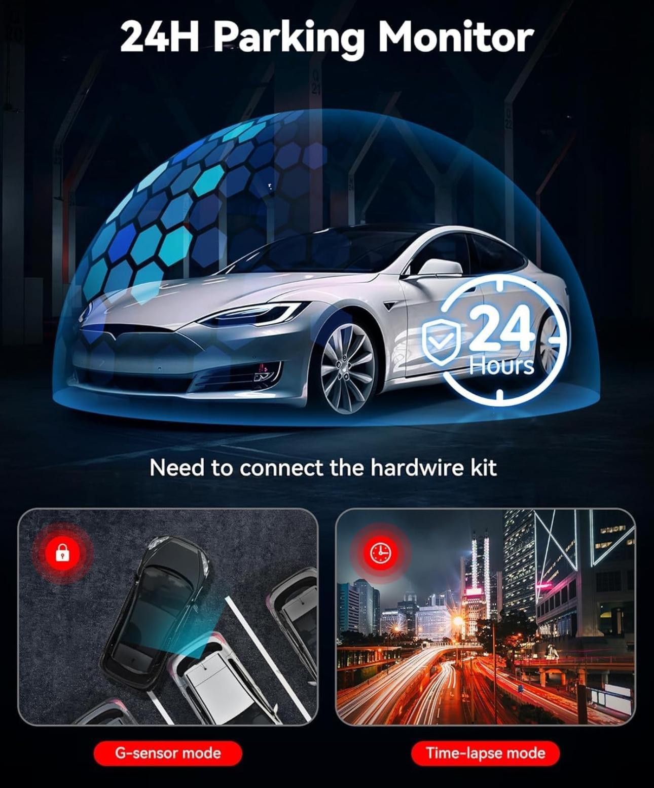 Dash Cam Front Rear, 4K/2.5K Full HD Dash Camera for Cars, Included 32GB Card, Built-in Wi-Fi GPS, 3.16” IPS Screen, Night Vision, 170°Wide Angle, WDR, 24H Parking Mode(F7NP) - Image 5