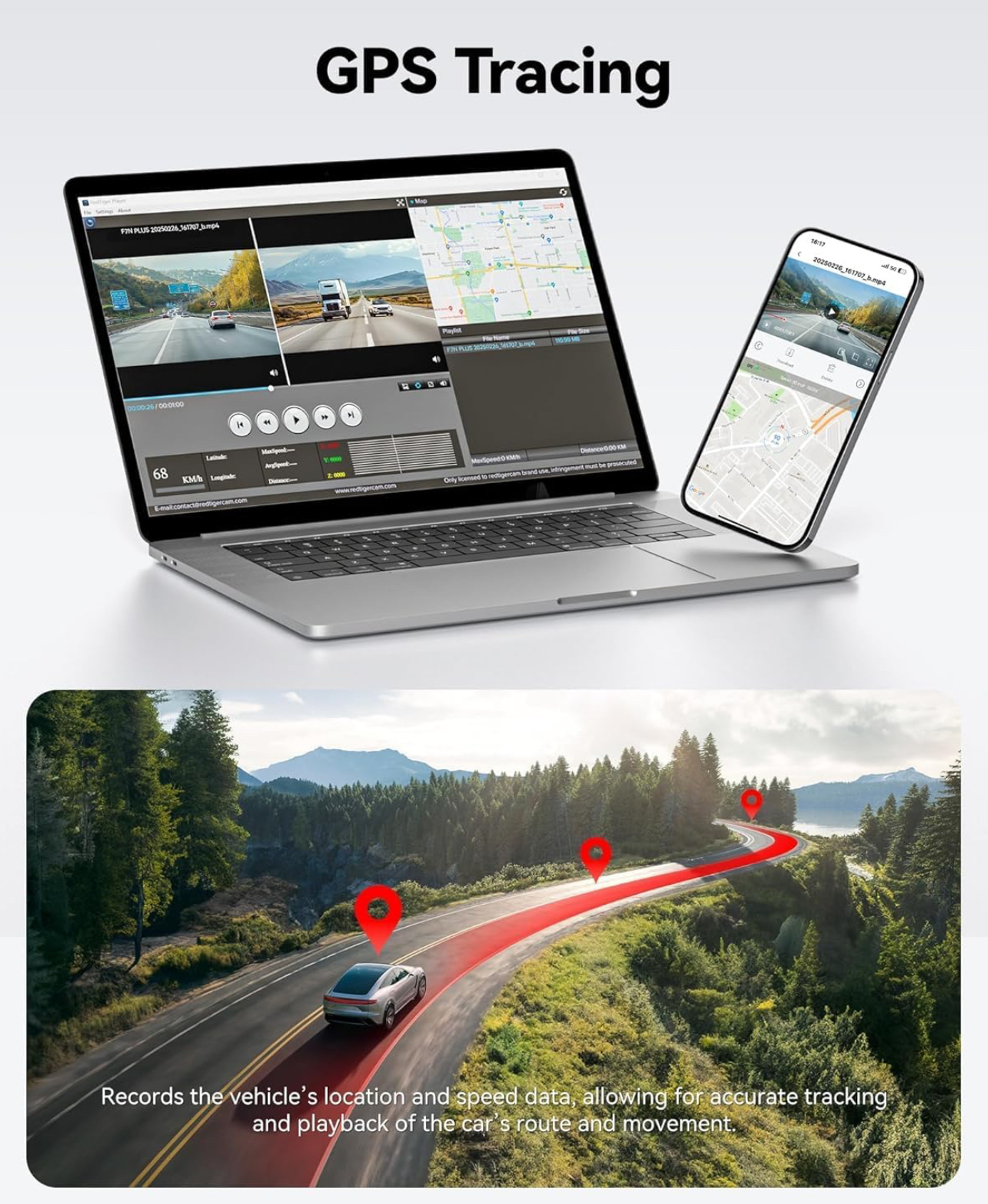 Dash Cam Front Rear, 4K/2.5K Full HD Dash Camera for Cars, Included 32GB Card, Built-in Wi-Fi GPS, 3.16” IPS Screen, Night Vision, 170°Wide Angle, WDR, 24H Parking Mode(F7NP) - Image 6