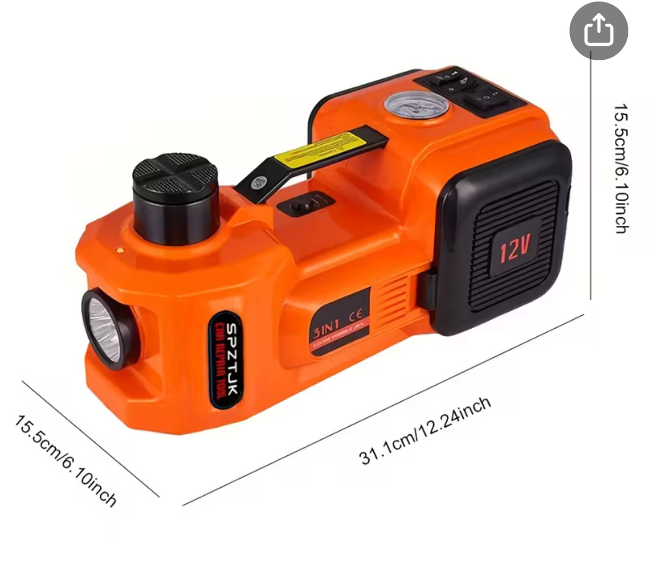 5-ton Electric Vehicle Jack, Electric Vehicle Jack Kit And Impact Wrench, Electric Jack Car And Tire Air Pump, Built-in Air Pump And LED Light, Suitable For SUV, MPV, Car And Truck Tire Replacement, Garage Maintenance, The Best Gift For Family - Image 4