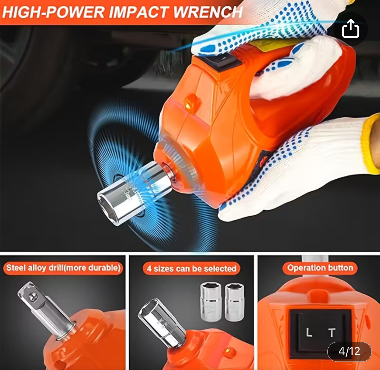 5-ton Electric Vehicle Jack, Electric Vehicle Jack Kit And Impact Wrench, Electric Jack Car And Tire Air Pump, Built-in Air Pump And LED Light, Suitable For SUV, MPV, Car And Truck Tire Replacement, Garage Maintenance, The Best Gift For Family - Image 6