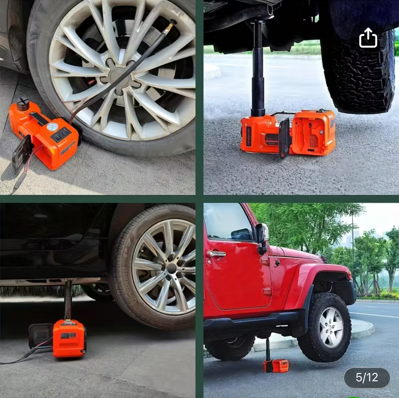 5-ton Electric Vehicle Jack, Electric Vehicle Jack Kit And Impact Wrench, Electric Jack Car And Tire Air Pump, Built-in Air Pump And LED Light, Suitable For SUV, MPV, Car And Truck Tire Replacement, Garage Maintenance, The Best Gift For Family - Image 5