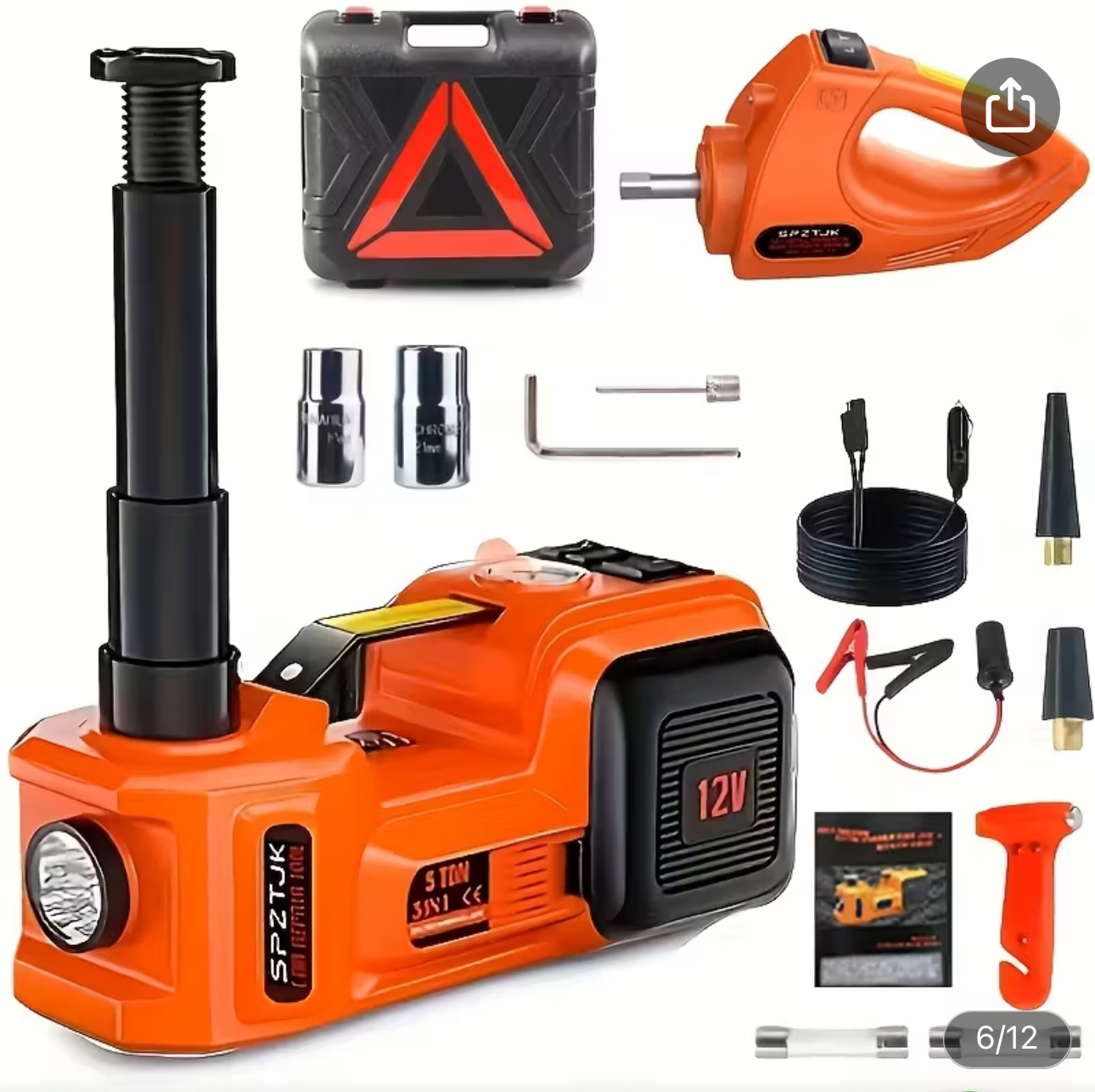 5-ton Electric Vehicle Jack, Electric Vehicle Jack Kit And Impact Wrench, Electric Jack Car And Tire Air Pump, Built-in Air Pump And LED Light, Suitable For SUV, MPV, Car And Truck Tire Replacement, Garage Maintenance, The Best Gift For Family - Image 7